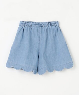 ANY KIDS 裾 スカラップ ショートパンツ デニムブルー