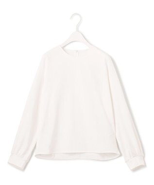 ICB L 【接触冷感・UVケア・洗える】コンフォートプレーティング パフスリーブカットソー オフホワイト系