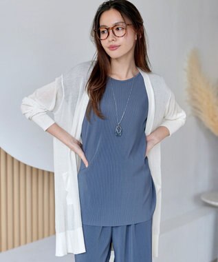 Tiaclasse 【接触冷感】着流しロングニットカーディガン オフホワイト