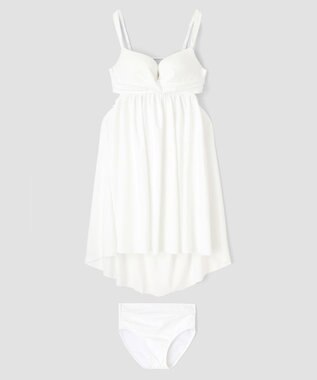 San-ai Resort（三愛水着楽園） 【WEB限定商品】【UPF50＋】ワコール共同開発ノンワイヤーなのにぷっくり美胸を作る【ダブルアップ】　ノンワイヤーAライン水着 M1 M2 L1　　【San-ai Resort（サンアイリゾート）】 ホワイト