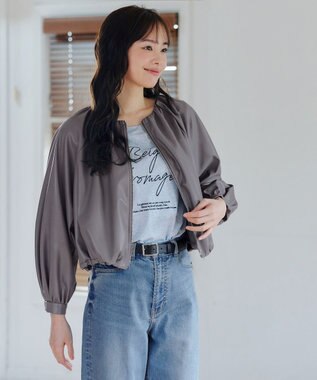 Tiaclasse 【洗える】ソフトフェイクレザージップブルゾン グレー