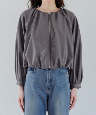 Tiaclasse 【洗える】ソフトフェイクレザージップブルゾン グレー