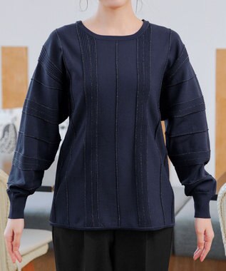 Tiaclasse ラメリブドルマントップス ネイビー