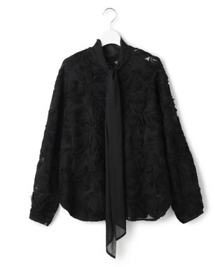 23区 【GOLD LABEL/見上愛さん着用】テープエンブロイダリー ブラウス ブラック系