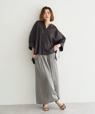 YECCA VECCA 【ORGABITS】5分袖スキッパーシャツ Charcoal Gray