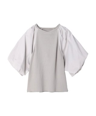 Green Parks armonia．袖布帛ニットプルオーバー Gray