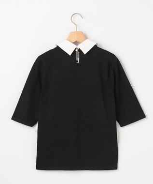 組曲 S 【組曲×setsuko sagittaire】ボンボンフラワー襟付き ニット ブラック系