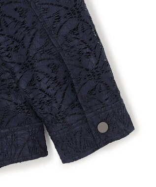 ICB L 【洗える】リーフラッセルレース ジャケット ネイビー系