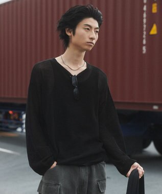 WEGO メッシュニットプルオーバー（LS） ブラック