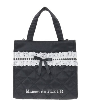 Maison de FLEUR コットンフリル2Wayトートバッグ Black