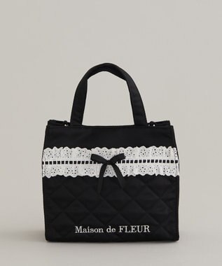Maison de FLEUR コットンフリル2Wayトートバッグ Black