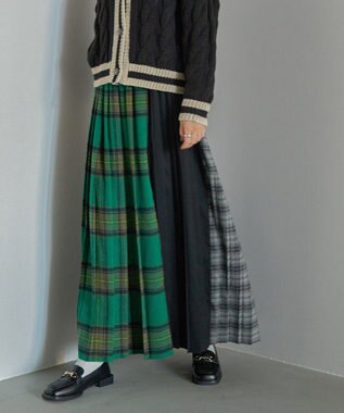 AMERICAN HOLIC シャギーチェックプリーツスカート Green