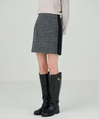 GRACE CONTINENTAL シャギーチェックミニスカート グレー