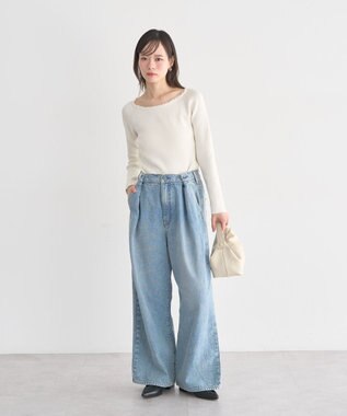 earth music&ecology 【予約】レーストリムリブニットプルオーバー アイボリー