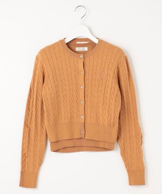 Feroux 【古畑星夏さん着用・アンサンブル】ロゴ刺繍入りケーブルアンサンブル ニット キャメル系