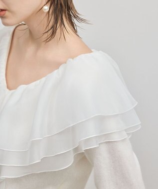 GRACE CONTINENTAL フリルニットカーディガン ホワイト