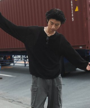 WEGO メッシュニットプルオーバー（LS） ブラック