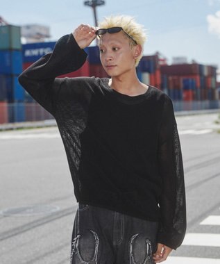 WEGO メッシュニットプルオーバー（LS） ブラック