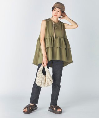 OP／FILA 【Ocean Pacific】らくティブ｜ティアードフリルデザインタンクトップ カーキ