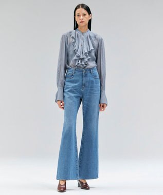 BEIGE， 【洗える・Oggi 11月号掲載】NAVIGLIO / フレアシルエットデニムパンツ L.Indigo