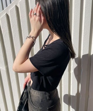 WEGO フロントクロスショートリブT ブラック