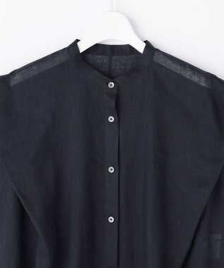 自由区 L 【WEB限定カラーあり】シアーラミーローンバンドカラー ブラウス ネイビー