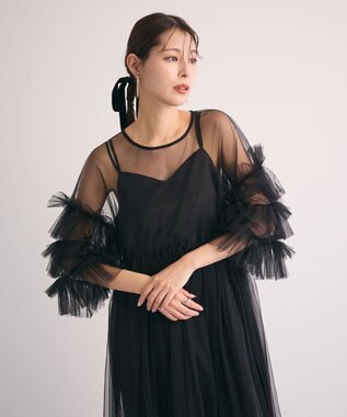 Green Parks ・Ｒａｉｌｍｅ　チュールワンピース（インナーＯＰ付） Black