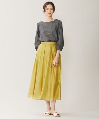 自由区 【洗える】テンセルコットンエンブロイダリープルオーバー ブラウス スレート