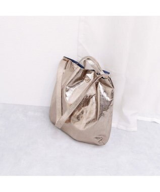 UNBILLION カシュカシュ cachecache / クラッシュメタリック2wayホーボーショルダー ダークシルバー