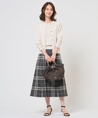 J.PRESS LADIES BASIC HT COTTON クルーネック カーディガン ライトベージュ系