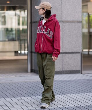 WEGO 【ユニセックス着用ITEM/MLサイズ展開】スラブチェックロゴジップパーカー ワイン