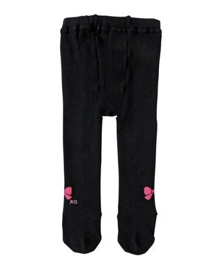 MIKI HOUSE HOT BISCUITS 【70-120cm】 ワンポイントリボン タイツ 黒