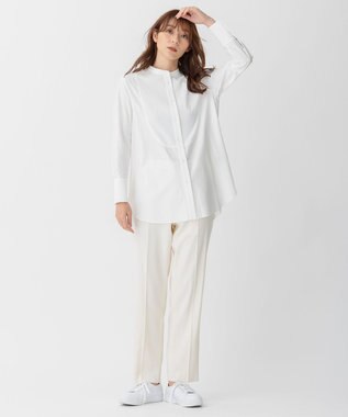 自由区 【洗える】ストレッチシャーティング ブザムシャツ アイボリー系