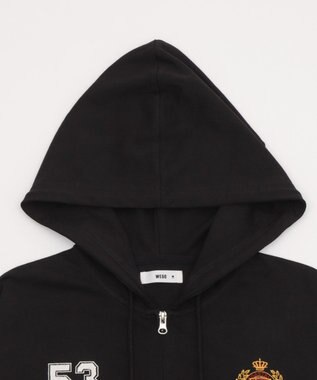 WEGO 【ユニセックスITEM/MLサイズ展開】ナンバリングカットZIPパーカー ブラック