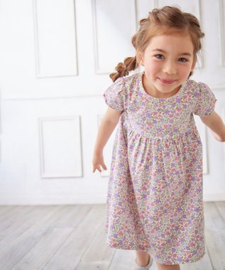 ANY KIDS カットソー サマー ワンピース オフホワイト×花柄