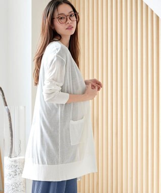 Tiaclasse 【接触冷感】着流しロングニットカーディガン オフホワイト