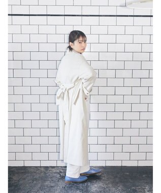 earth music&ecology 着流しロングトレンチ Ecru