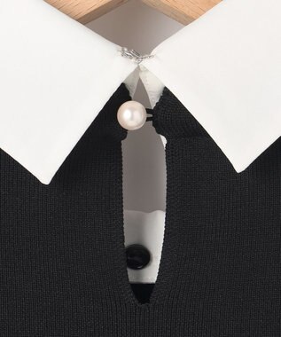 組曲 S 【組曲×setsuko sagittaire】ボンボンフラワー襟付き ニット ブラック系