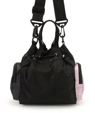 LeSportsac CONV DRAWSTRING CRSSBDY/ブラック/ローズゴールドシャイン/ピンク ブラック/ローズゴールドシャイン/ピンク