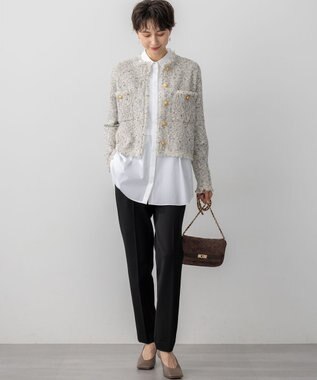 23区 L 【VERY掲載/撥水加工/洗える】TRストレッチギャバ テーパード パンツ ブラック系