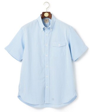 J.PRESS MEN 【クールマックス】サッカーストライプ／マイクロギンガムチェック シャツ/B.D サックスブルー系3