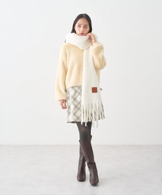 earth music&ecology ワンポイントビッグマフラー Ivory