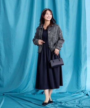 Tiaclasse 【洗える】ツイードジャケット ミックスブラック