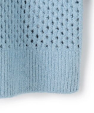 UNFILO L 【野呂佳代さん着用】ふわふわニット メッシュプルオーバー サックス