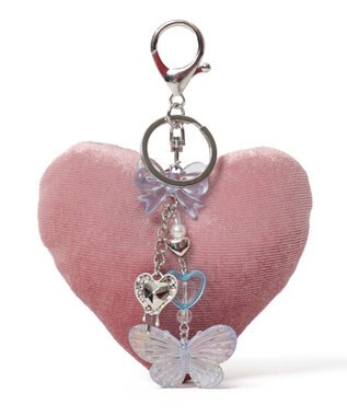 WEGO ベロアハートキーホルダー ピンク