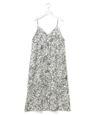 23区 【洗える】アンティークフラワープリント キャミソールワンピース ホワイトベース