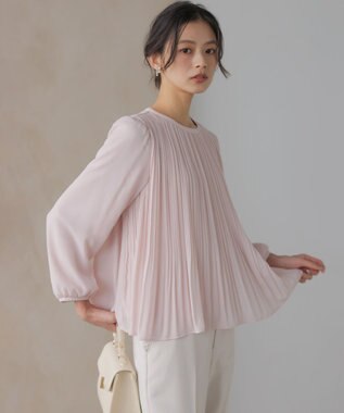 組曲 S 【WEB限定】ジョーゼットシフォンプリーツ ブラウス ピンク系