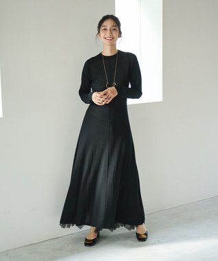 #Newans オーガンジーオリガミヘムスカート ブラック