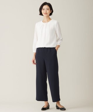 J.PRESS LADIES シャドーストライプ クルーネック カットソー ホワイト系1