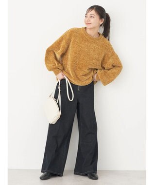 earth music&ecology シャイニーベロアモールプルオーバー Mustard